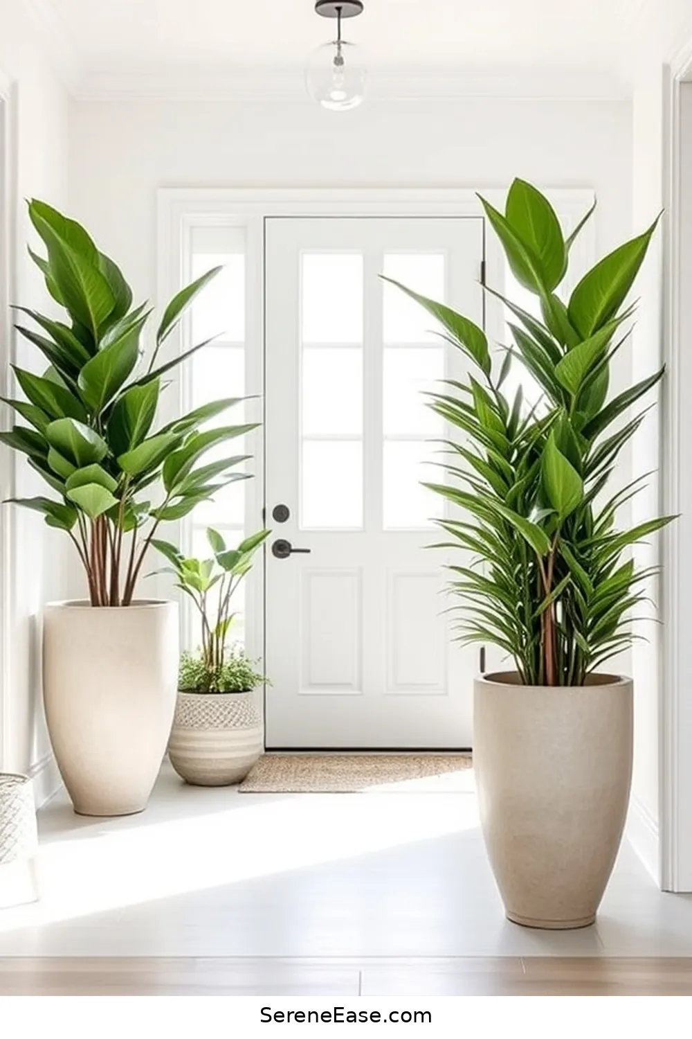 25 Ways to Incorporate Neutral Tones in Coastal Entryway Style 19 Choose Neutral Planters for Indoor Plants for 25 Ways to Incorporate Neutral Tones in Coastal Entryway Style