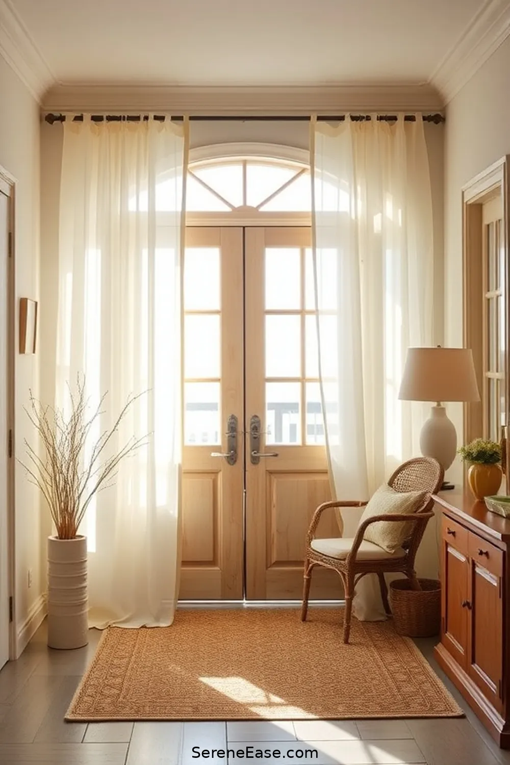 25 Ways to Incorporate Neutral Tones in Coastal Entryway Style 22 Incorporate Light-Colored Curtains for 25 Ways to Incorporate Neutral Tones in Coastal Entryway Style