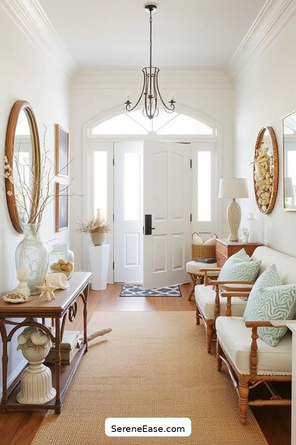 25 Ways to Incorporate Neutral Tones in Coastal Entryway Style 13 Incorporate Shell-Inspired Decor for 25 Ways to Incorporate Neutral Tones in Coastal Entryway Style