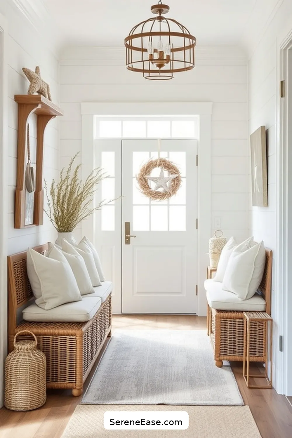 25 Ways to Incorporate Neutral Tones in Coastal Entryway Style 11 Use Linen Textiles for Cushioning for 25 Ways to Incorporate Neutral Tones in Coastal Entryway Style