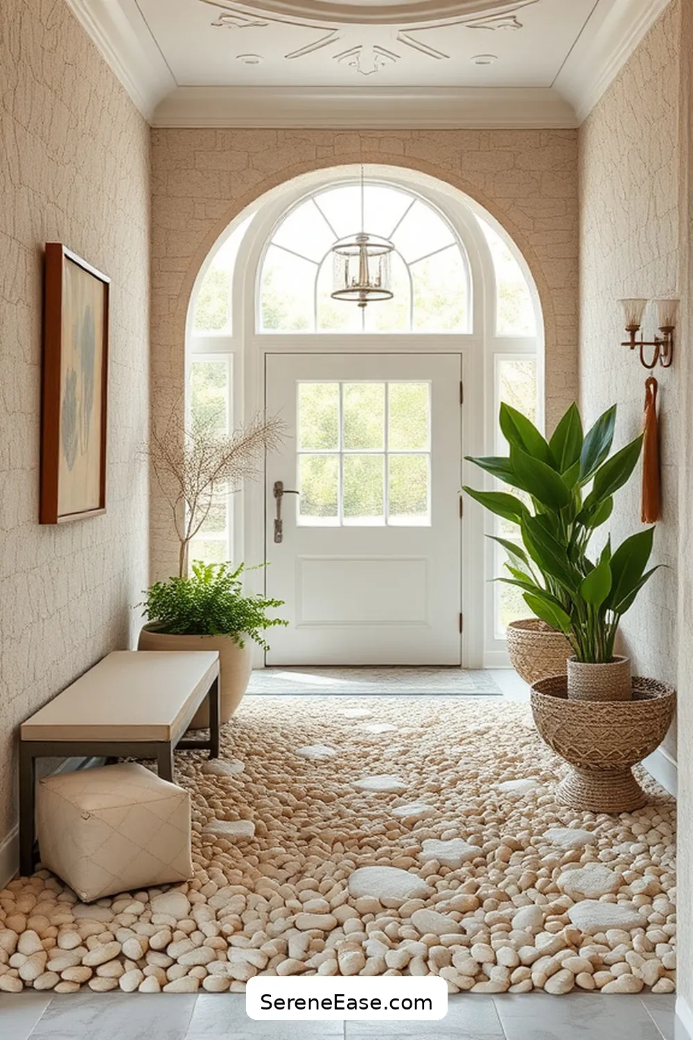 25 Ways to Incorporate Neutral Tones in Coastal Entryway Style 23 Use Pebble or Sand-Inspired Decor for 25 Ways to Incorporate Neutral Tones in Coastal Entryway Style