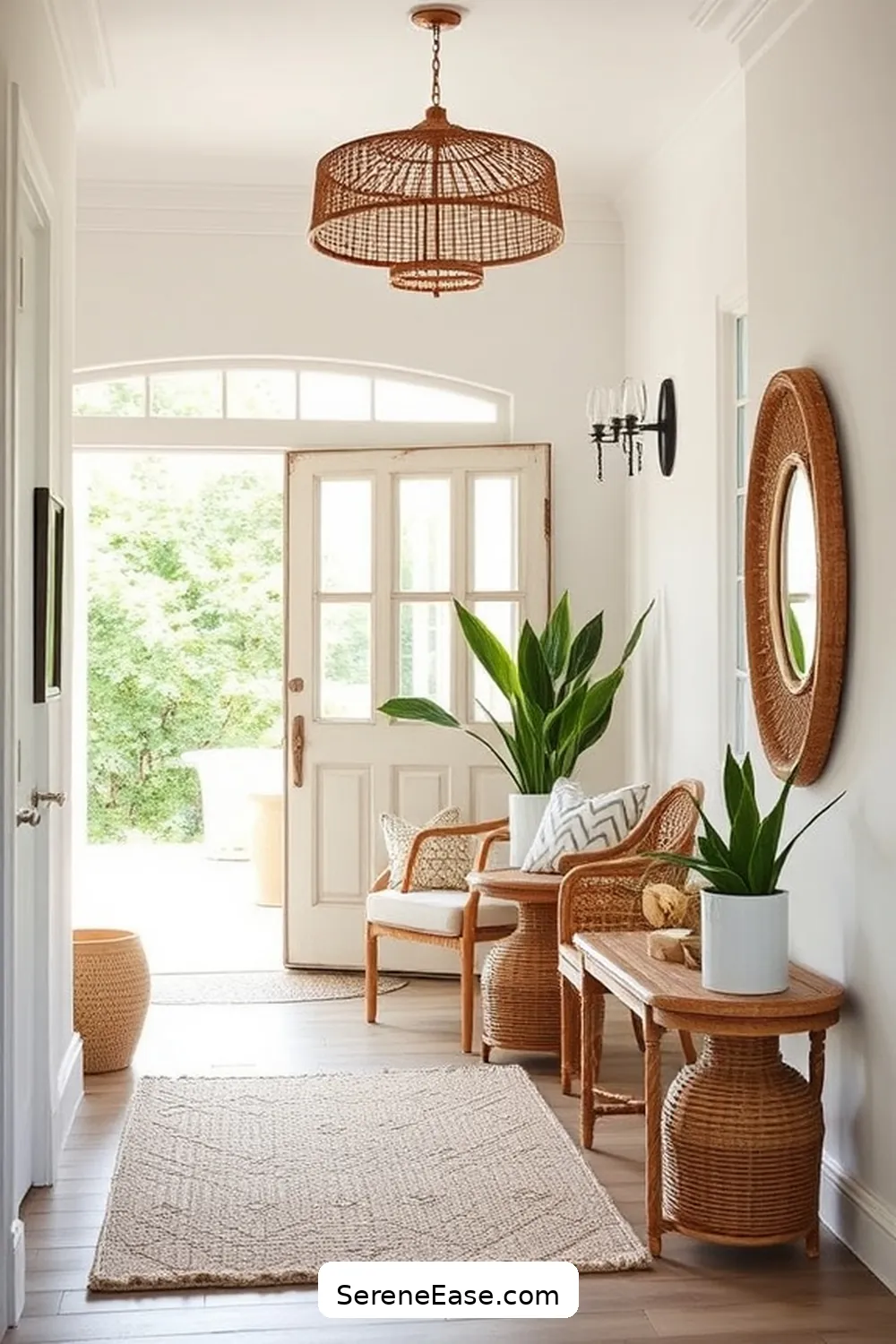 25 Ways to Incorporate Neutral Tones in Coastal Entryway Style 5 Use Rattan or Wicker Accents for 25 Ways to Incorporate Neutral Tones in Coastal Entryway Style