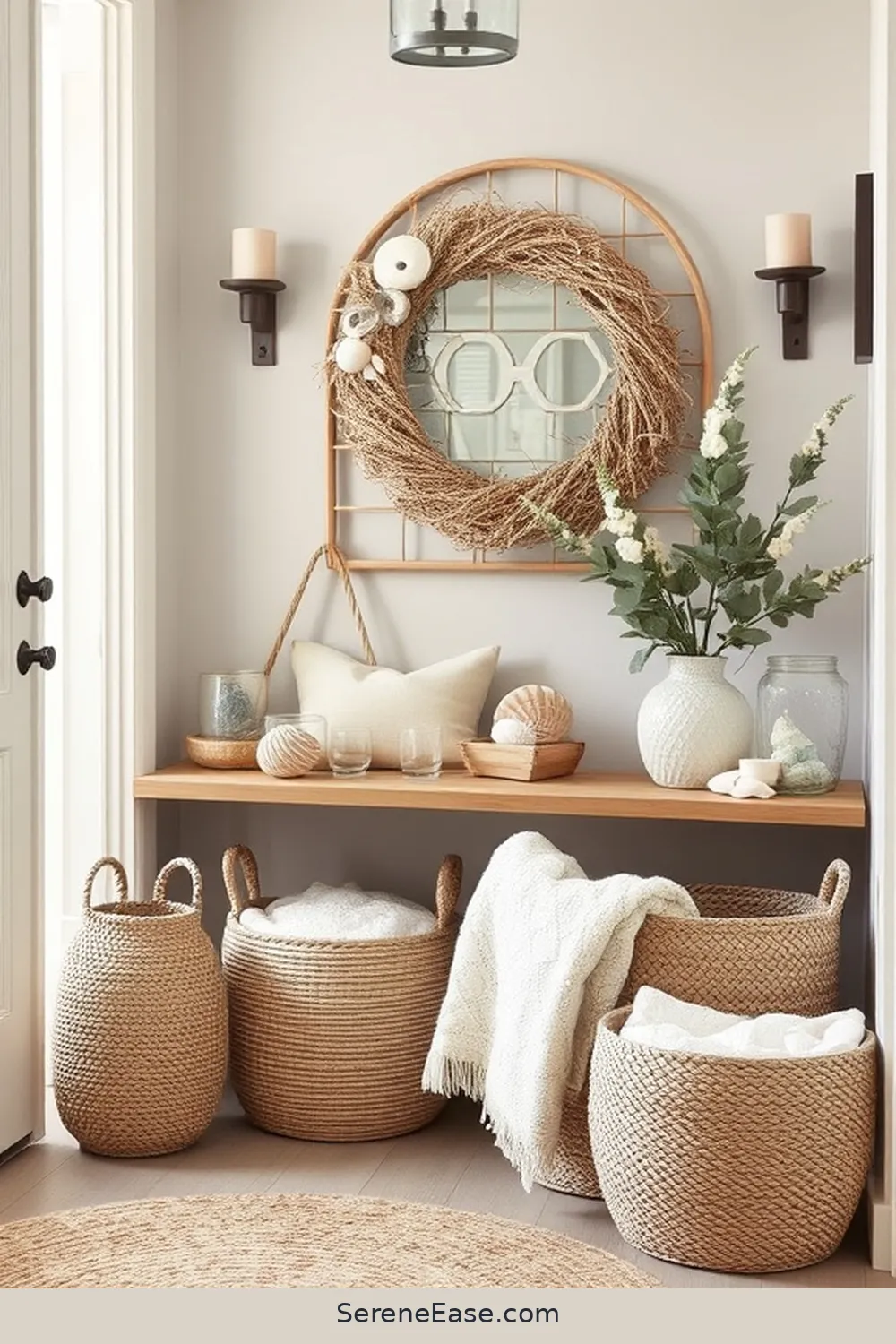 25 Ways to Incorporate Neutral Tones in Coastal Entryway Style 14 Use a Neutral Color Palette for Accessories for 25 Ways to Incorporate Neutral Tones in Coastal Entryway Style