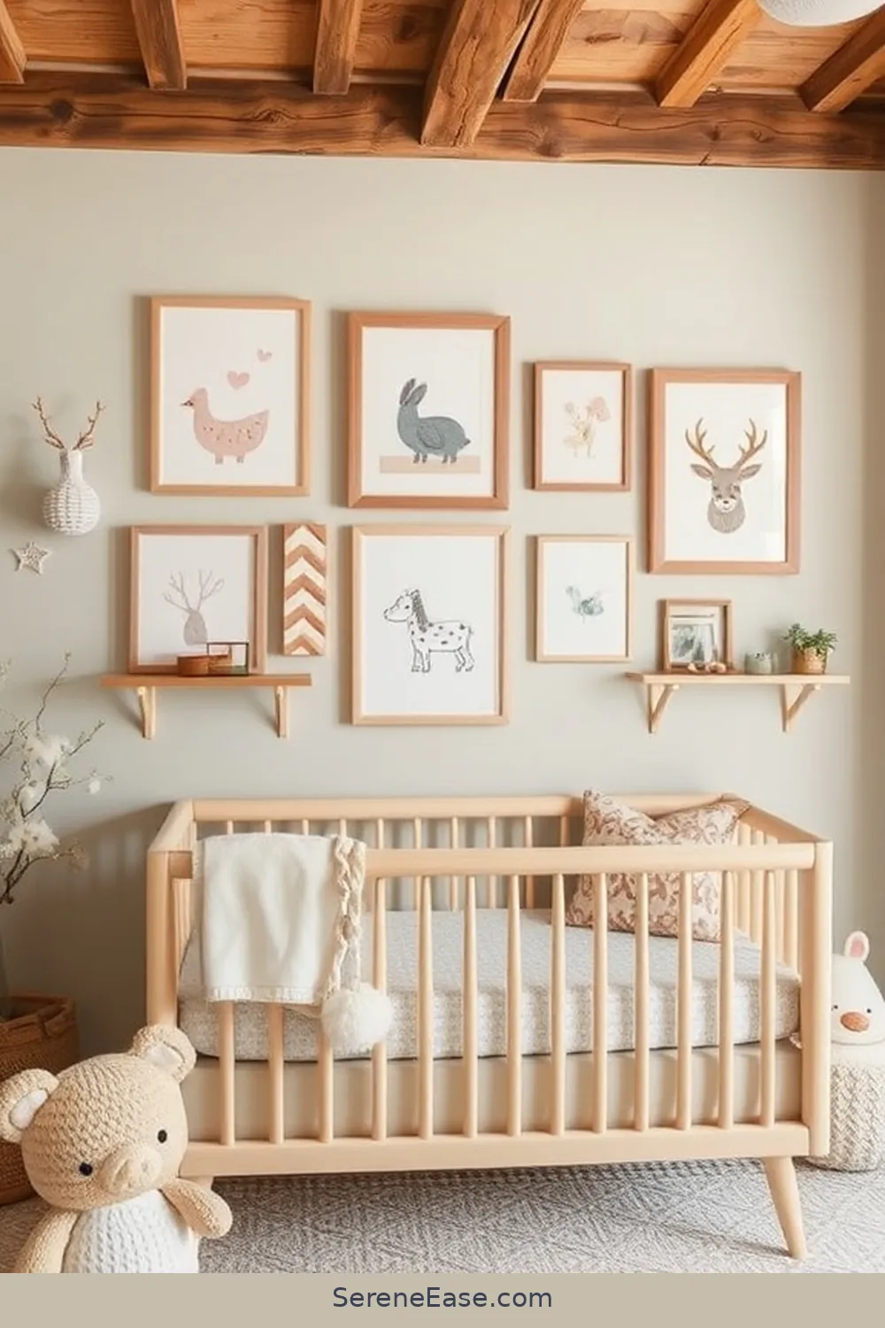 25 Ways to Incorporate Pastels Into Rustic Nursery Style 14 Create a Gallery Wall for 25 Ways to Incorporate Pastels Into Rustic Nursery Style