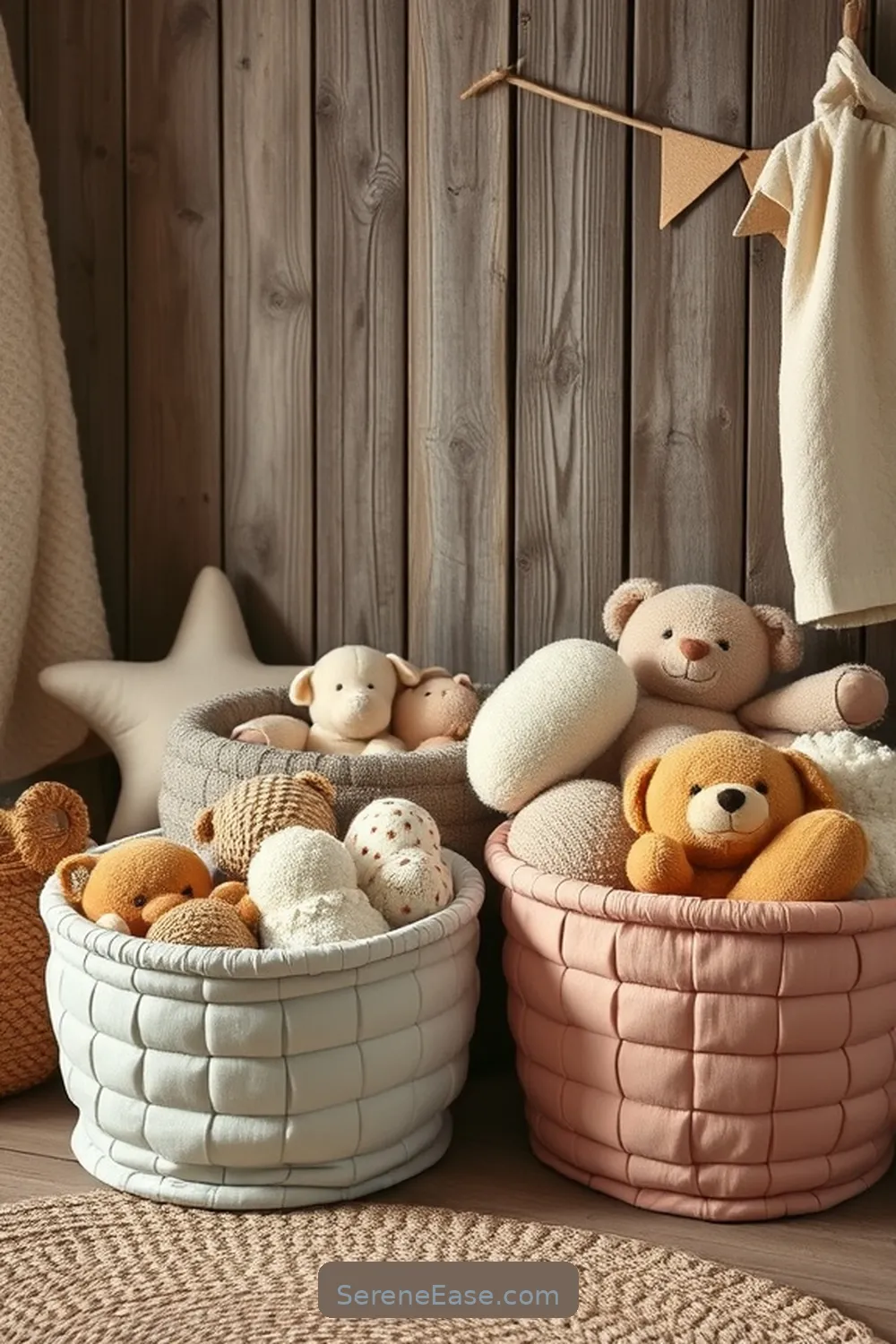 25 Ways to Incorporate Pastels Into Rustic Nursery Style 9 Use Pastel Storage Baskets for 25 Ways to Incorporate Pastels Into Rustic Nursery Style