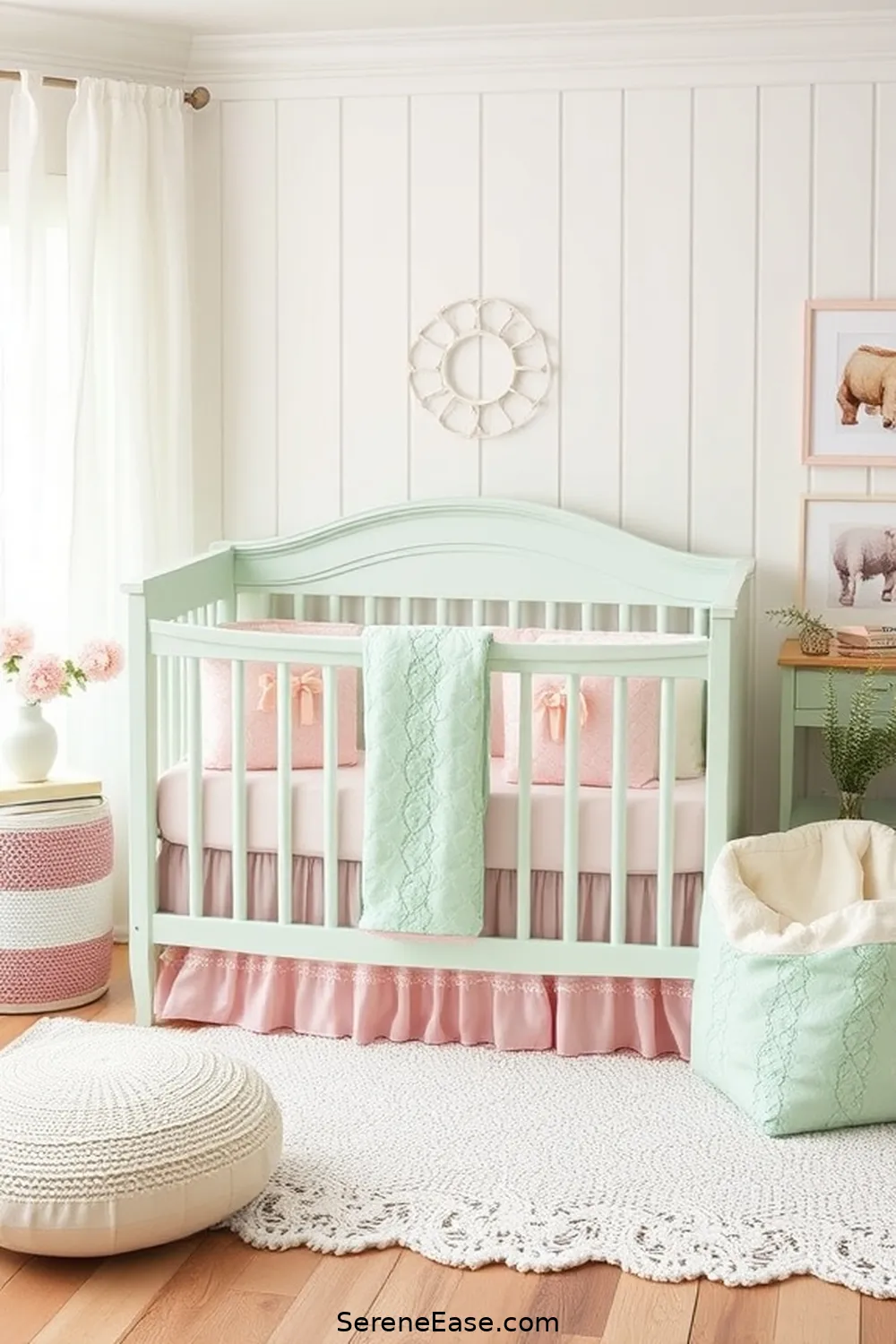 25 Ways to Incorporate Pastels in a Coastal Nursery Style 3 Add a Pastel-Themed Crib Bedding Set for 25 Ways to Incorporate Pastels in a Coastal Nursery Style