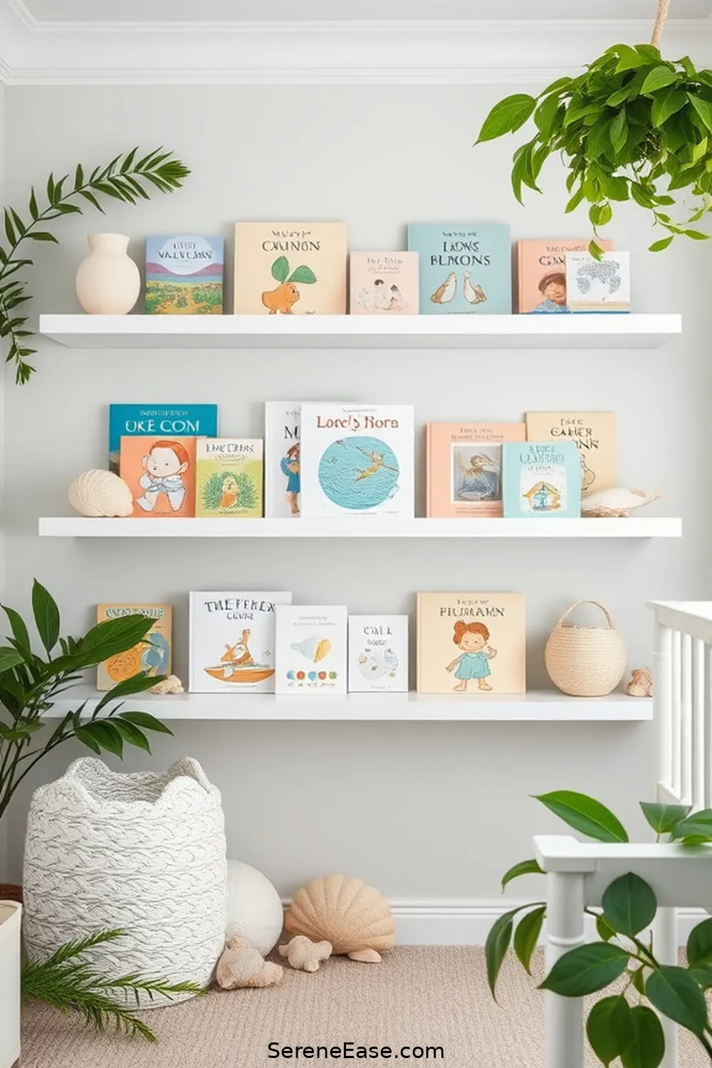 25 Ways to Incorporate Pastels in a Coastal Nursery Style 18 Incorporate Pastel Shelves for Books for 25 Ways to Incorporate Pastels in a Coastal Nursery Style