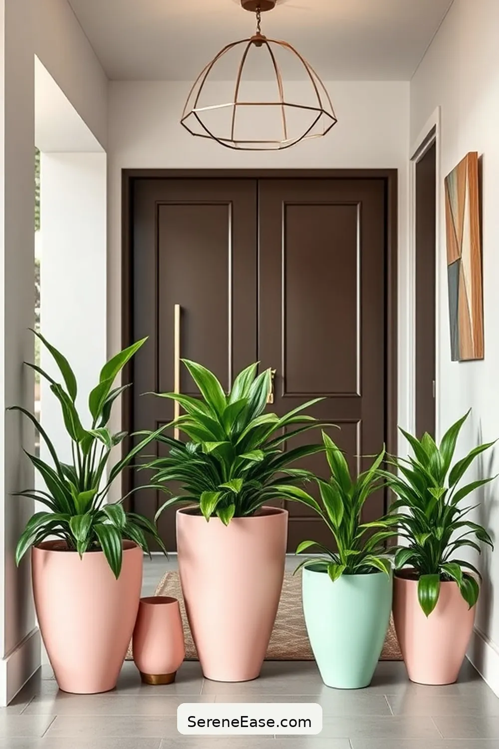 25 Ways to Incorporate Pastels in a Mid Century Modern Entryway Style 11 Add Pastel Planters and Greenery for 25 Ways to Incorporate Pastels in a Mid Century Modern Entryway Style