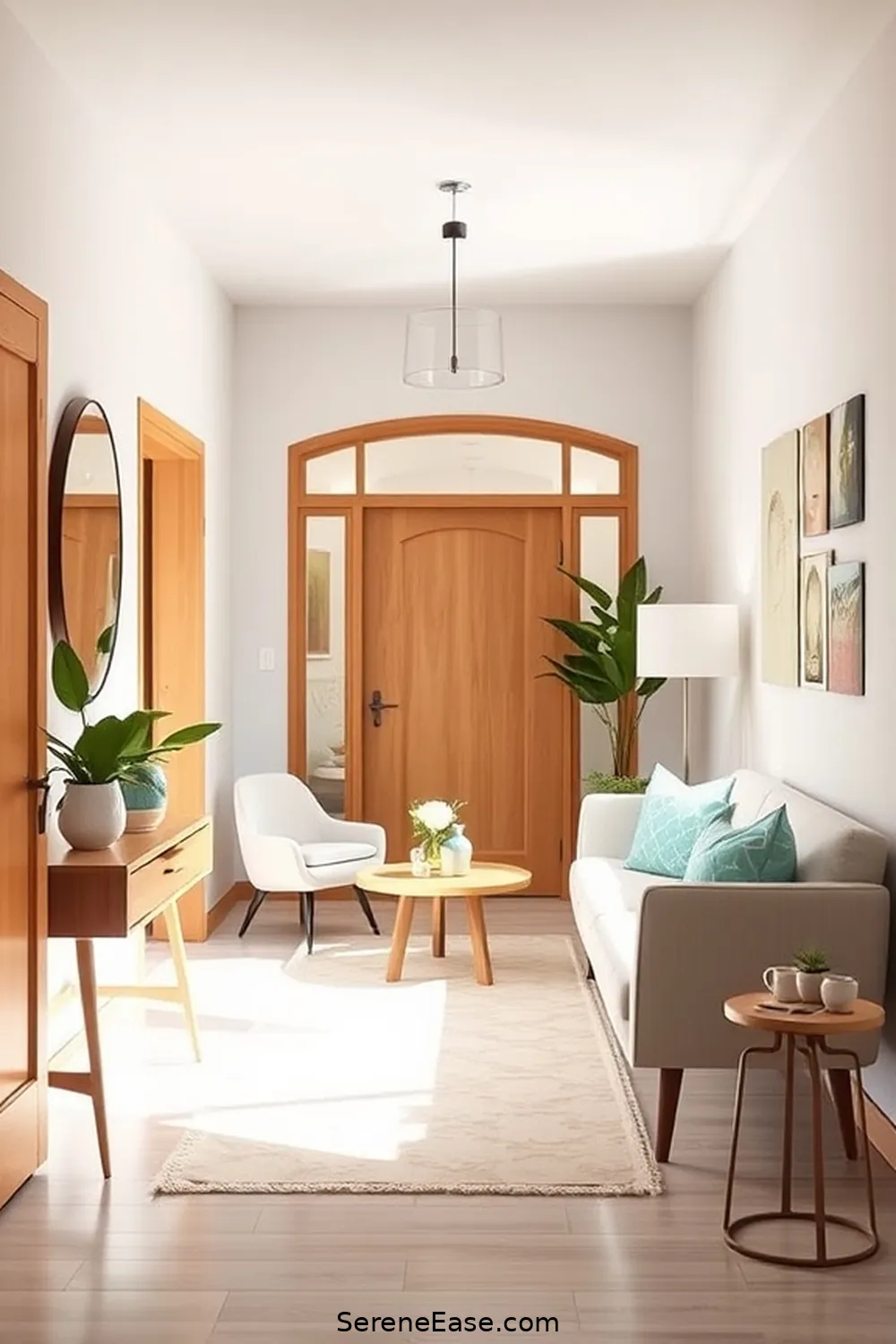 25 Ways to Incorporate Pastels in a Mid Century Modern Entryway Style 19 Mix Pastels With Natural Wood for 25 Ways to Incorporate Pastels in a Mid Century Modern Entryway Style