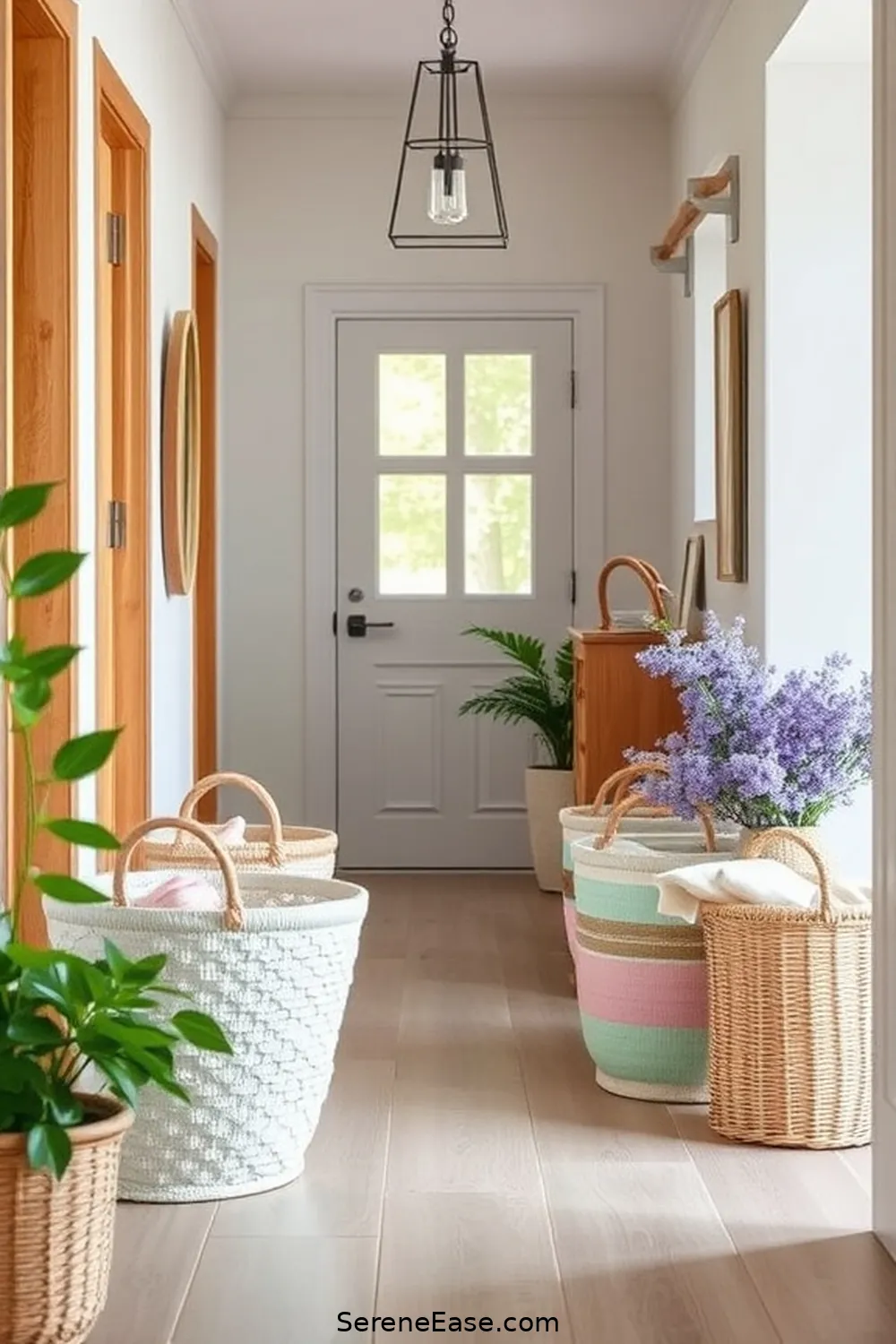25 Ways to Incorporate Pastels in a Modern Farmhouse Hallway Style 11 Pastel Baskets for Storage for 25 Ways to Incorporate Pastels in a Modern Farmhouse Hallway Style