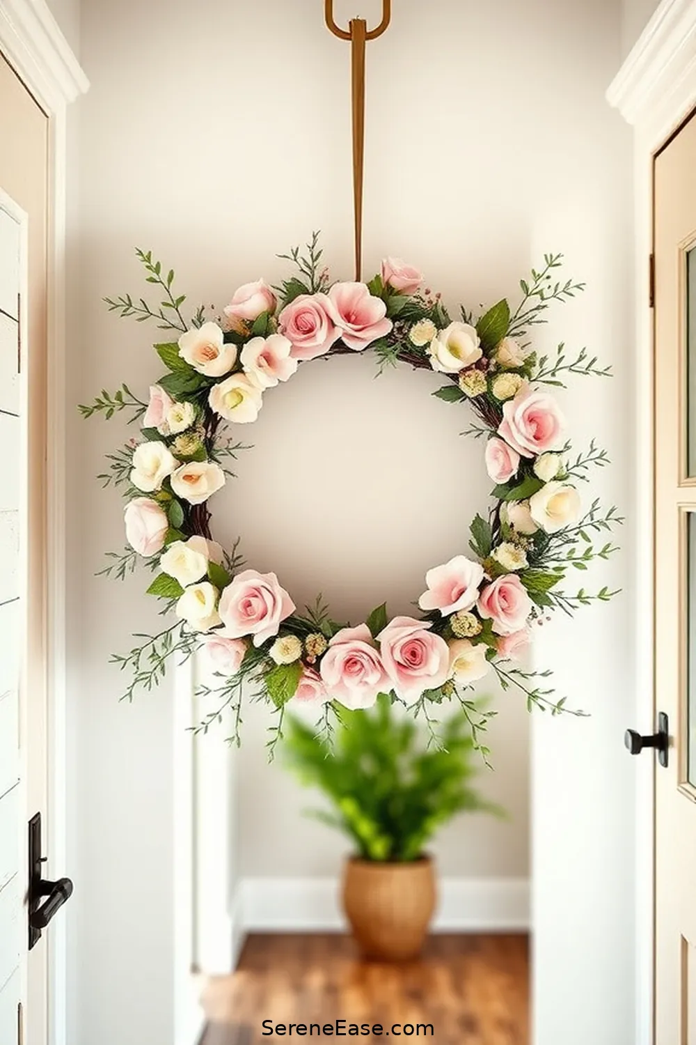 25 Ways to Incorporate Pastels in a Modern Farmhouse Hallway Style 10 Pastel Wreaths for Seasonal Decor for 25 Ways to Incorporate Pastels in a Modern Farmhouse Hallway Style