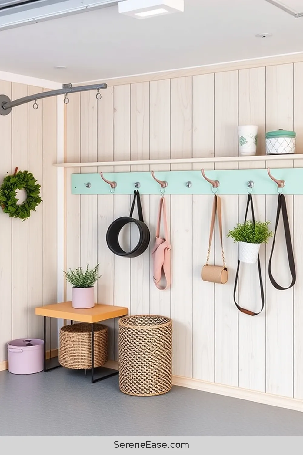 25 Ways to Incorporate Pastels in a Scandinavian-Style Garage 24 Add Pastel Wall Hooks for 25 Ways to Incorporate Pastels in a Scandinavian-Style Garage