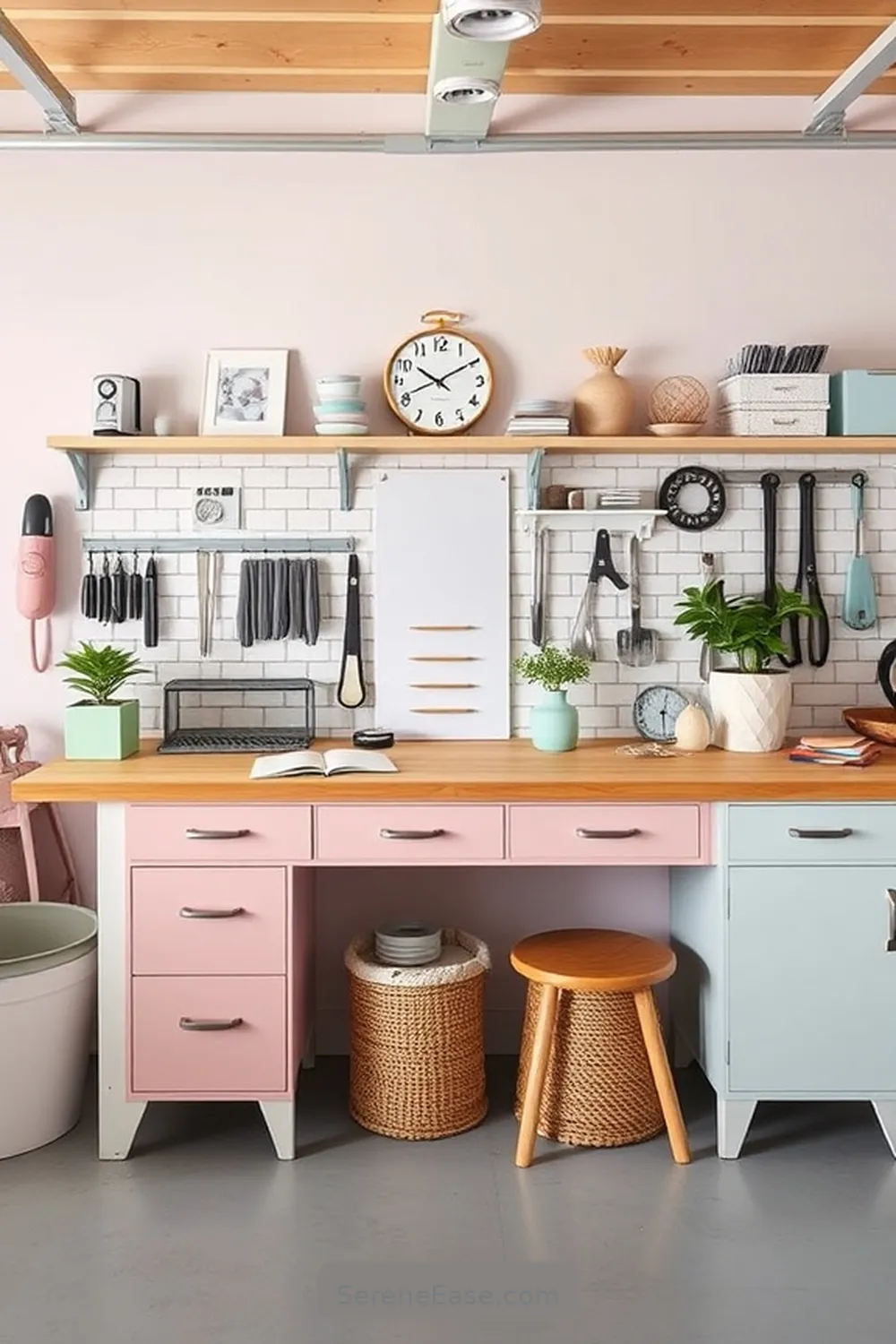 25 Ways to Incorporate Pastels in a Scandinavian-Style Garage 13 Create a Pastel Workbench for 25 Ways to Incorporate Pastels in a Scandinavian-Style Garage