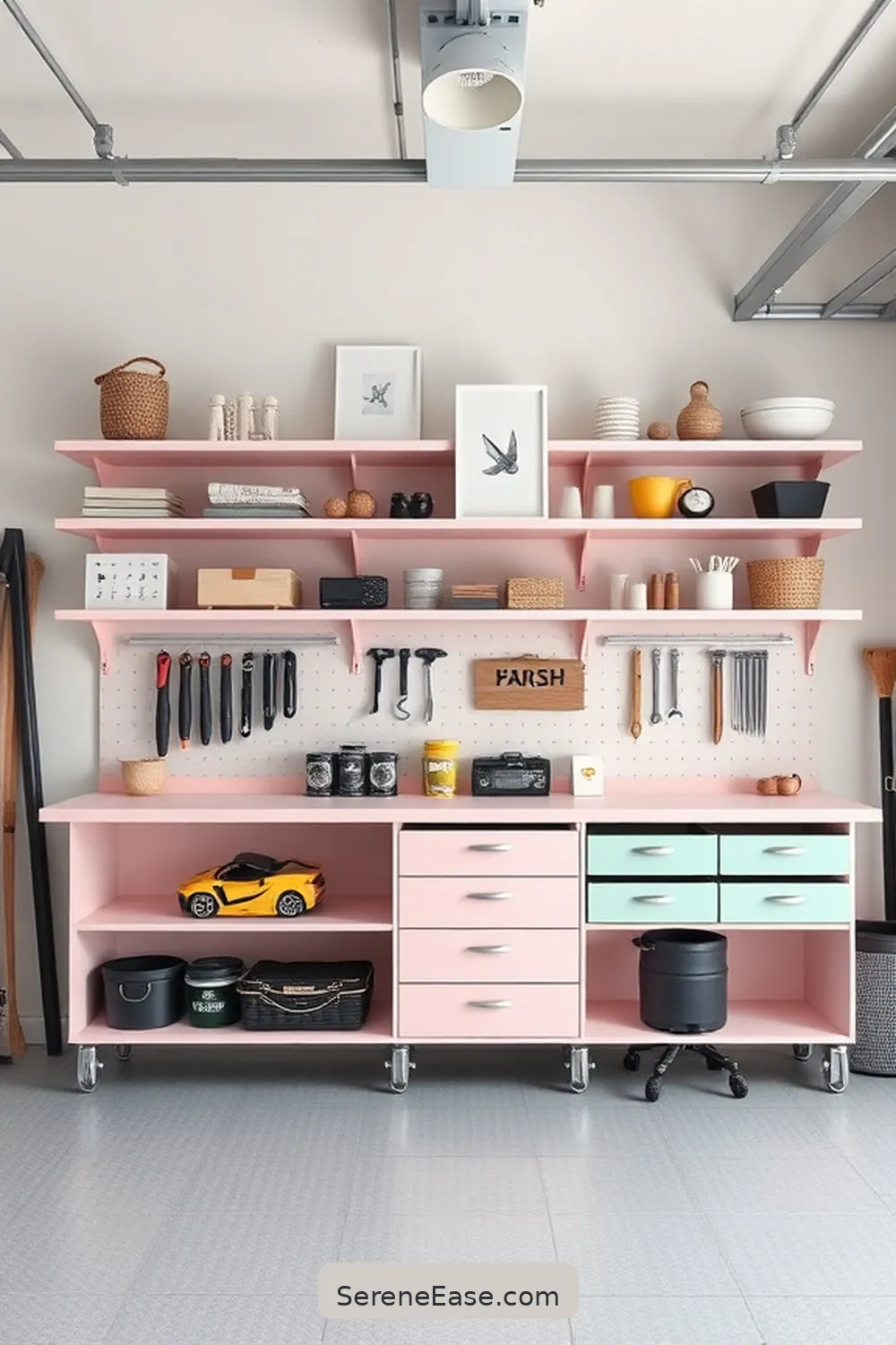25 Ways to Incorporate Pastels in a Scandinavian-Style Garage 7 Install Pastel Shelving Units for 25 Ways to Incorporate Pastels in a Scandinavian-Style Garage