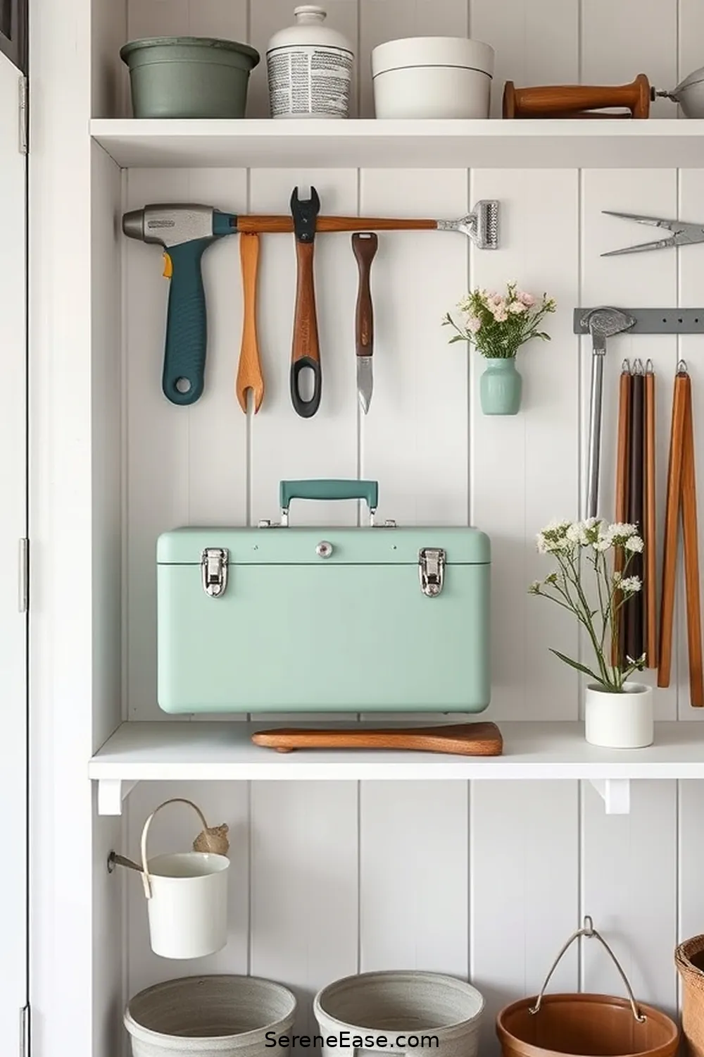 25 Ways to Incorporate Pastels in a Scandinavian-Style Garage 12 Use Pastel Toolboxes for 25 Ways to Incorporate Pastels in a Scandinavian-Style Garage