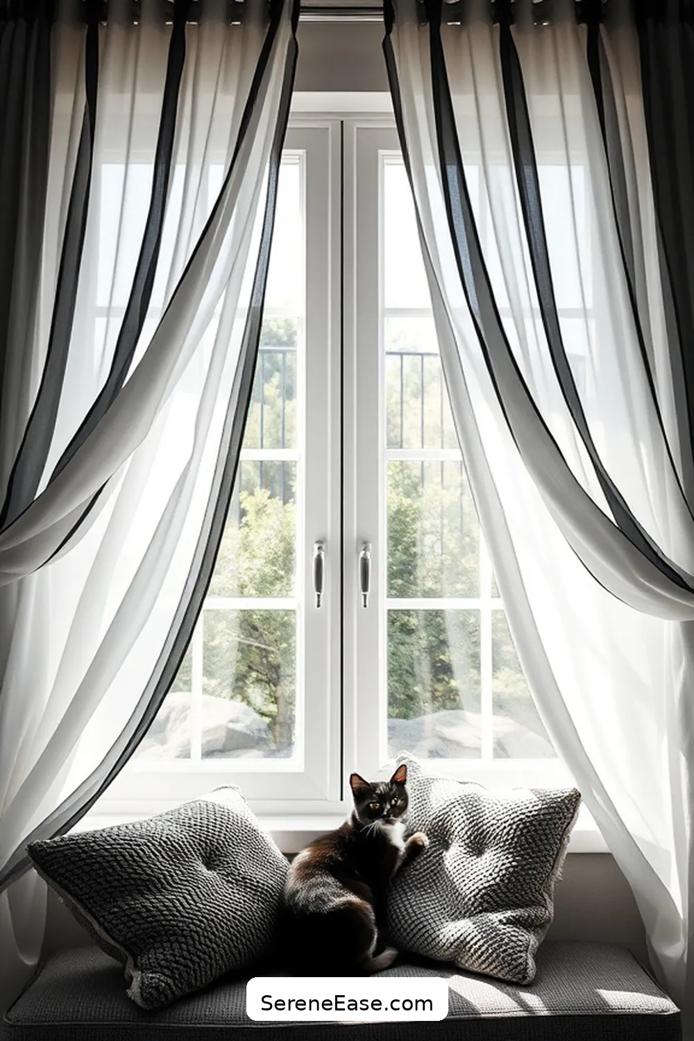 25 Ways to Infuse Black and White Bohemian Style Into Your Library 23 Choose a Dramatic Window Treatment for 25 Ways to Infuse Black and White Bohemian Style Into Your Library