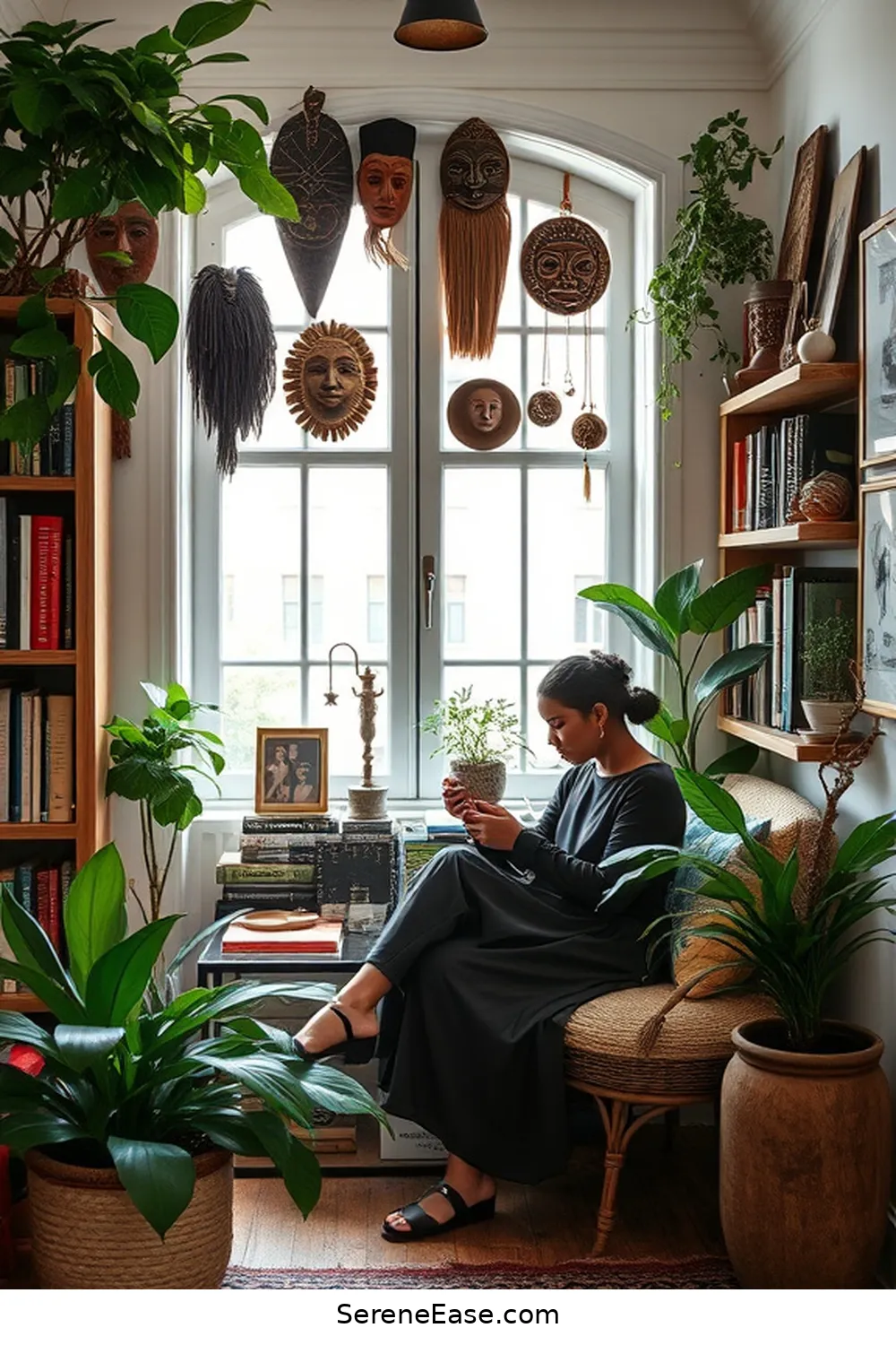 25 Ways to Infuse Black and White Bohemian Style Into Your Library 19 Include Cultural Artifacts for 25 Ways to Infuse Black and White Bohemian Style Into Your Library