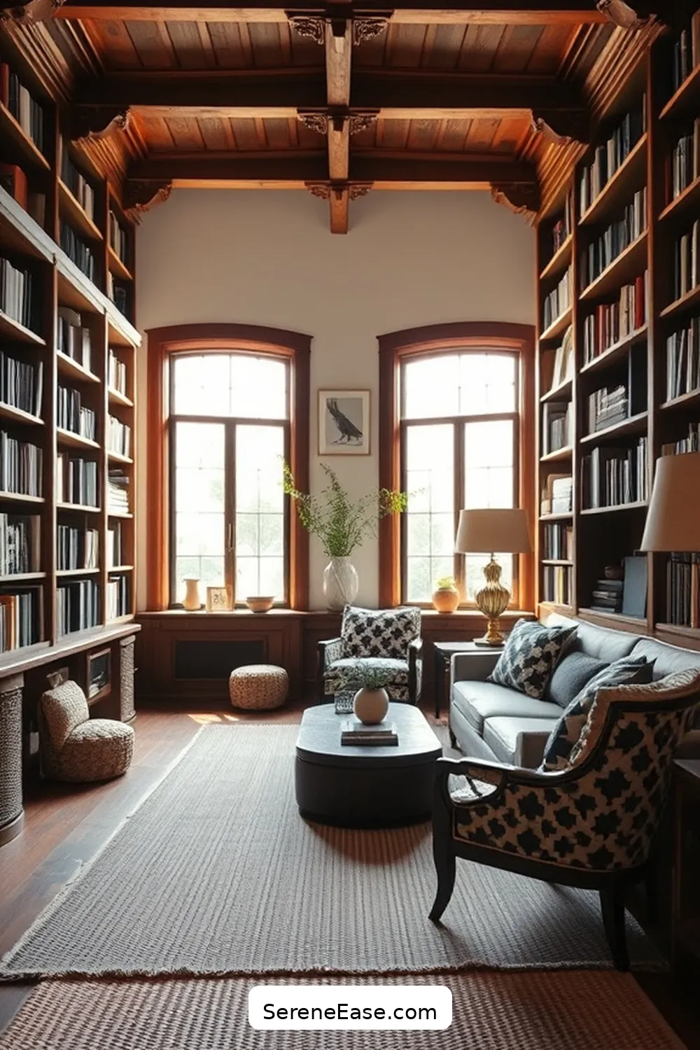 25 Ways to Infuse Black and White Bohemian Style Into Your Library 5 Incorporate Natural Wood Elements for 25 Ways to Infuse Black and White Bohemian Style Into Your Library