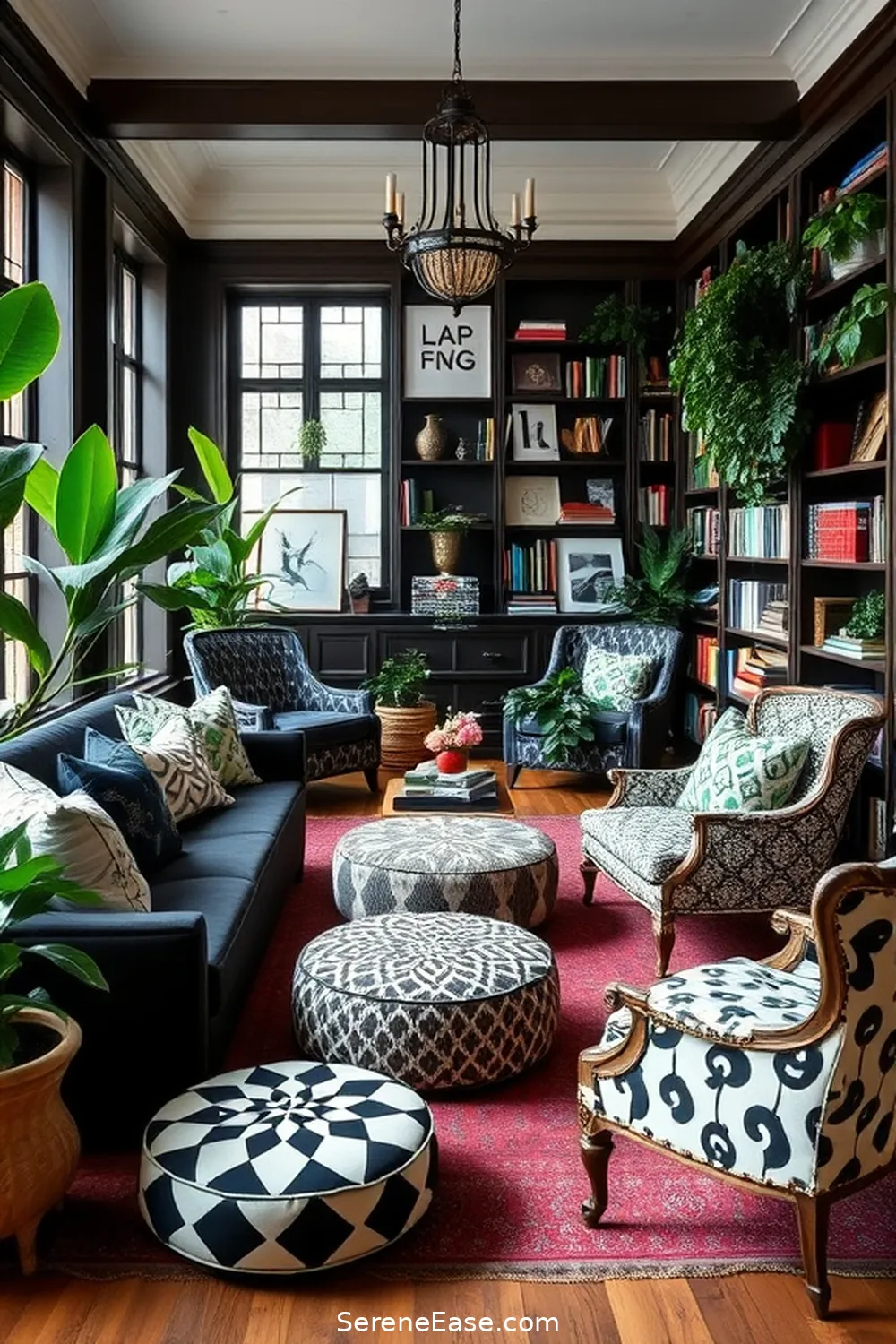 25 Ways to Infuse Black and White Bohemian Style Into Your Library 10 Mix and Match Seating Options for 25 Ways to Infuse Black and White Bohemian Style Into Your Library