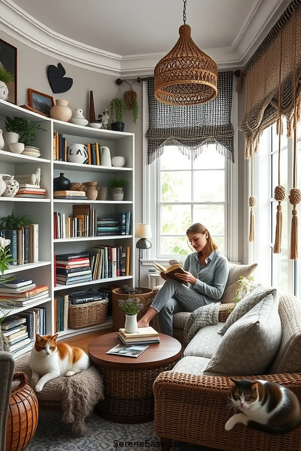 25 Ways to Infuse Black and White Bohemian Style Into Your Library 20 Use Handmade Decor Pieces for 25 Ways to Infuse Black and White Bohemian Style Into Your Library