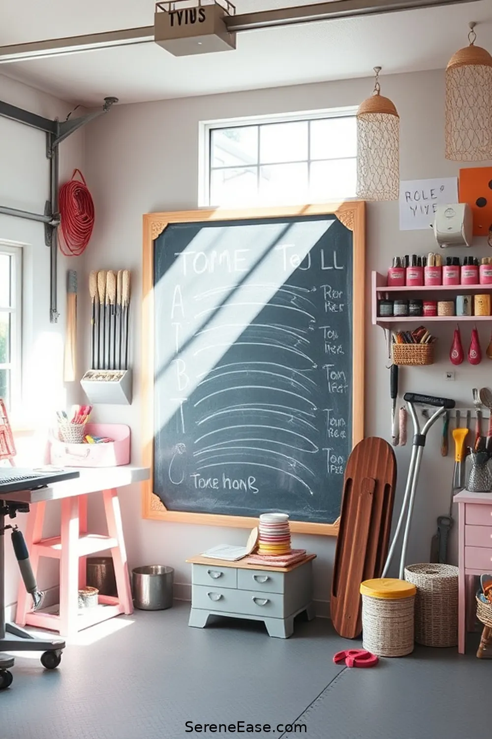 25 Ways to Use Pastels in Your Modern Farmhouse Garage Style 22 Add a Pastel Chalkboard for Notes for 25 Ways to Use Pastels in Your Modern Farmhouse Garage Style