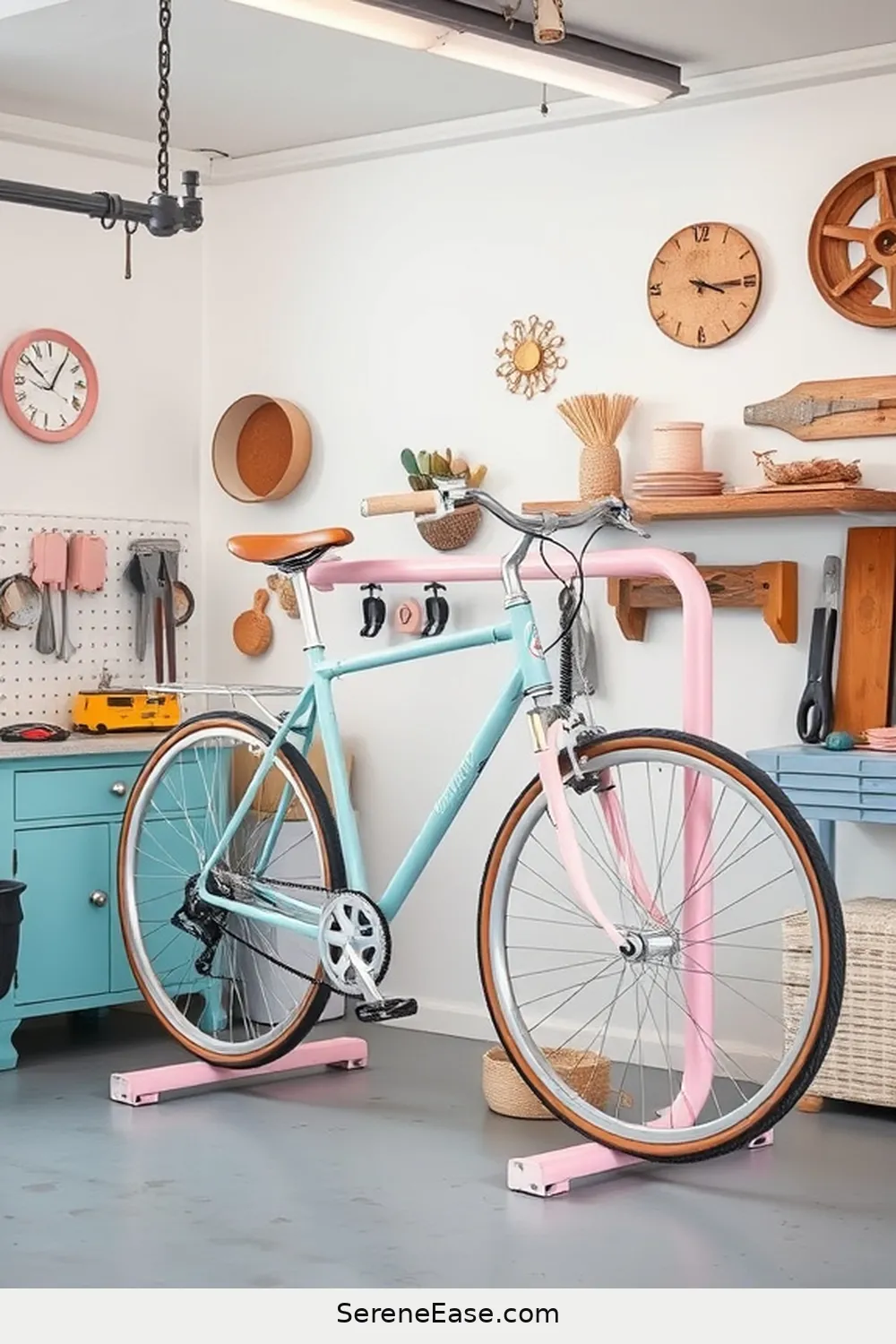 25 Ways to Use Pastels in Your Modern Farmhouse Garage Style 20 Create a Pastel Bike Rack for 25 Ways to Use Pastels in Your Modern Farmhouse Garage Style