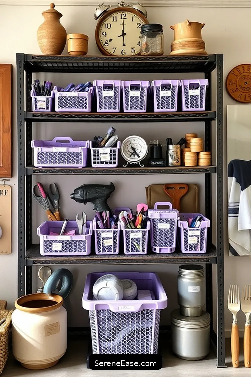 25 Ways to Use Pastels in Your Modern Farmhouse Garage Style 8 Use Soft Lavender Tool Organizers for 25 Ways to Use Pastels in Your Modern Farmhouse Garage Style