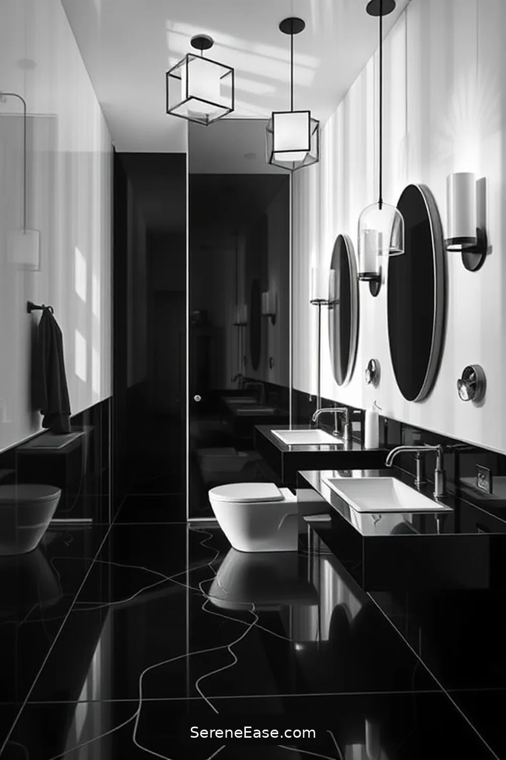 Achieve a Black and White Mid-Century Modern Bathroom Style 5 Choose the Right Lighting for Achieve a Black and White Mid-Century Modern Bathroom Style