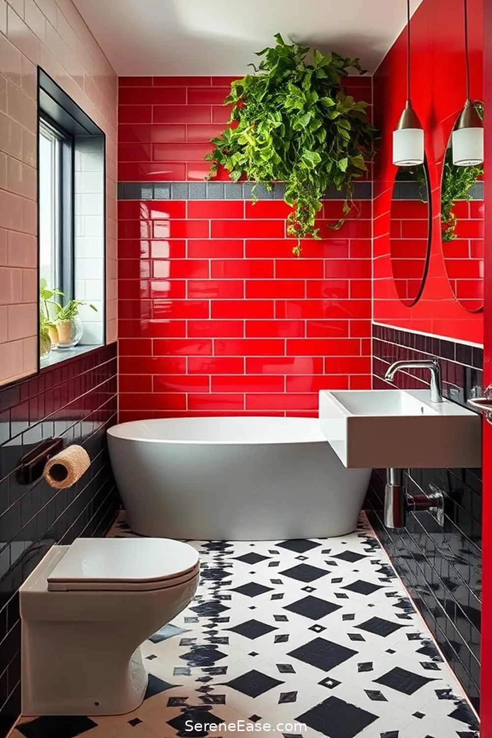 Achieve a Black and White Mid-Century Modern Bathroom Style 2 Embrace Bold Color Contrast for Achieve a Black and White Mid-Century Modern Bathroom Style