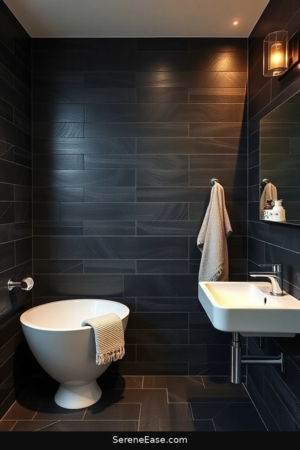 Achieve a Black and White Mid-Century Modern Bathroom Style 10 Enhance With Textures for Achieve a Black and White Mid-Century Modern Bathroom Style