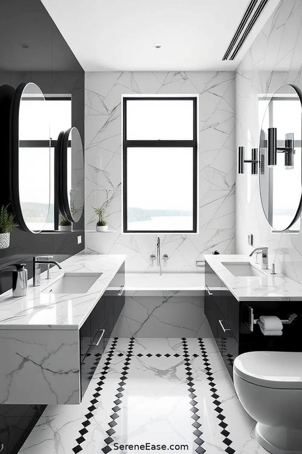 Achieve a Black and White Mid-Century Modern Bathroom Style 6 Opt for Timeless Materials for Achieve a Black and White Mid-Century Modern Bathroom Style