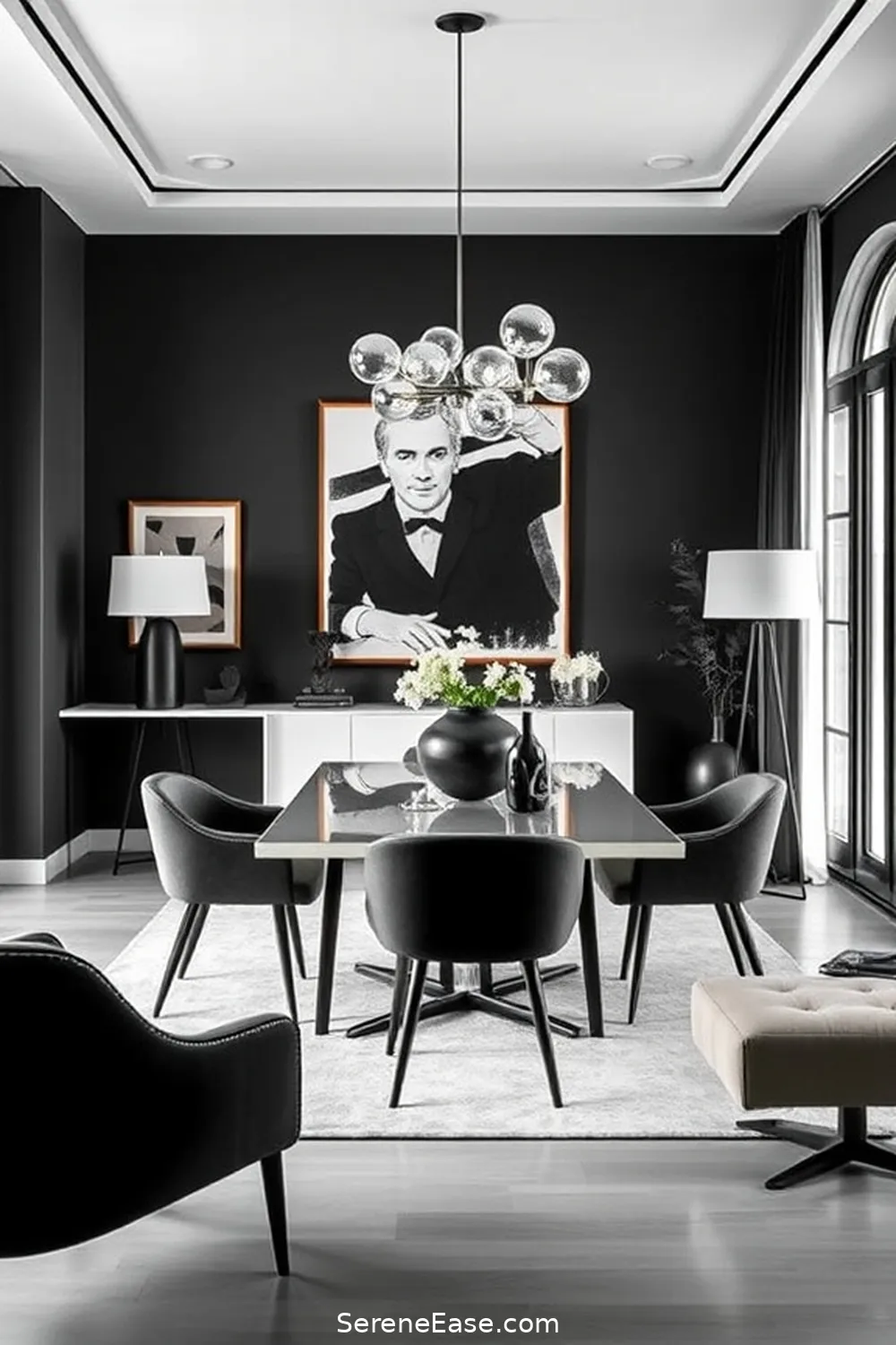 Achieve a Black and White Mid-Century Modern Dining Room Style 7 Accessorizing With Art and Decor for Achieve a Black and White Mid-Century Modern Dining Room Style
