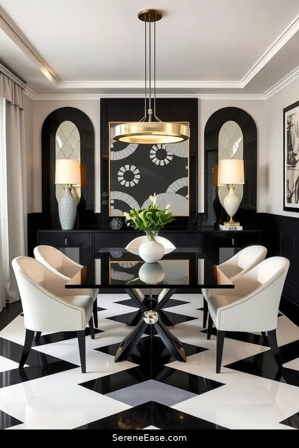 Achieve a Black and White Mid-Century Modern Dining Room Style 3 Choosing a Striking Black and White Color Palette for Achieve a Black and White Mid-Century Modern Dining Room Style
