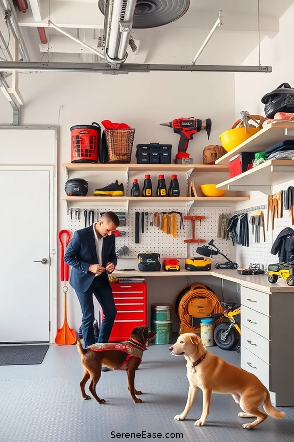 Achieve a Bold and Bright Garage With Minimalist Style 7 Incorporating Open Shelving for Achieve a Bold and Bright Garage With Minimalist Style