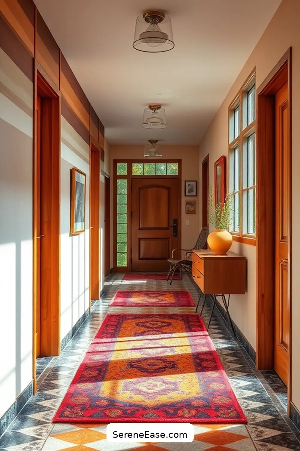 Choosing the Right Flooring for Achieve a Bold and Bright Mid-Century Modern Hallway Style