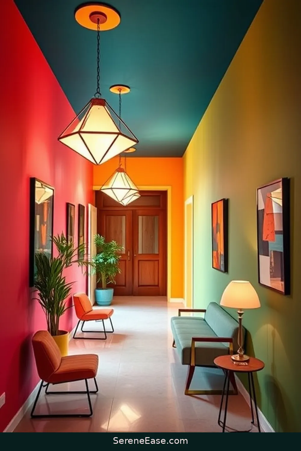 Selecting Statement Lighting Fixtures for Achieve a Bold and Bright Mid-Century Modern Hallway Style