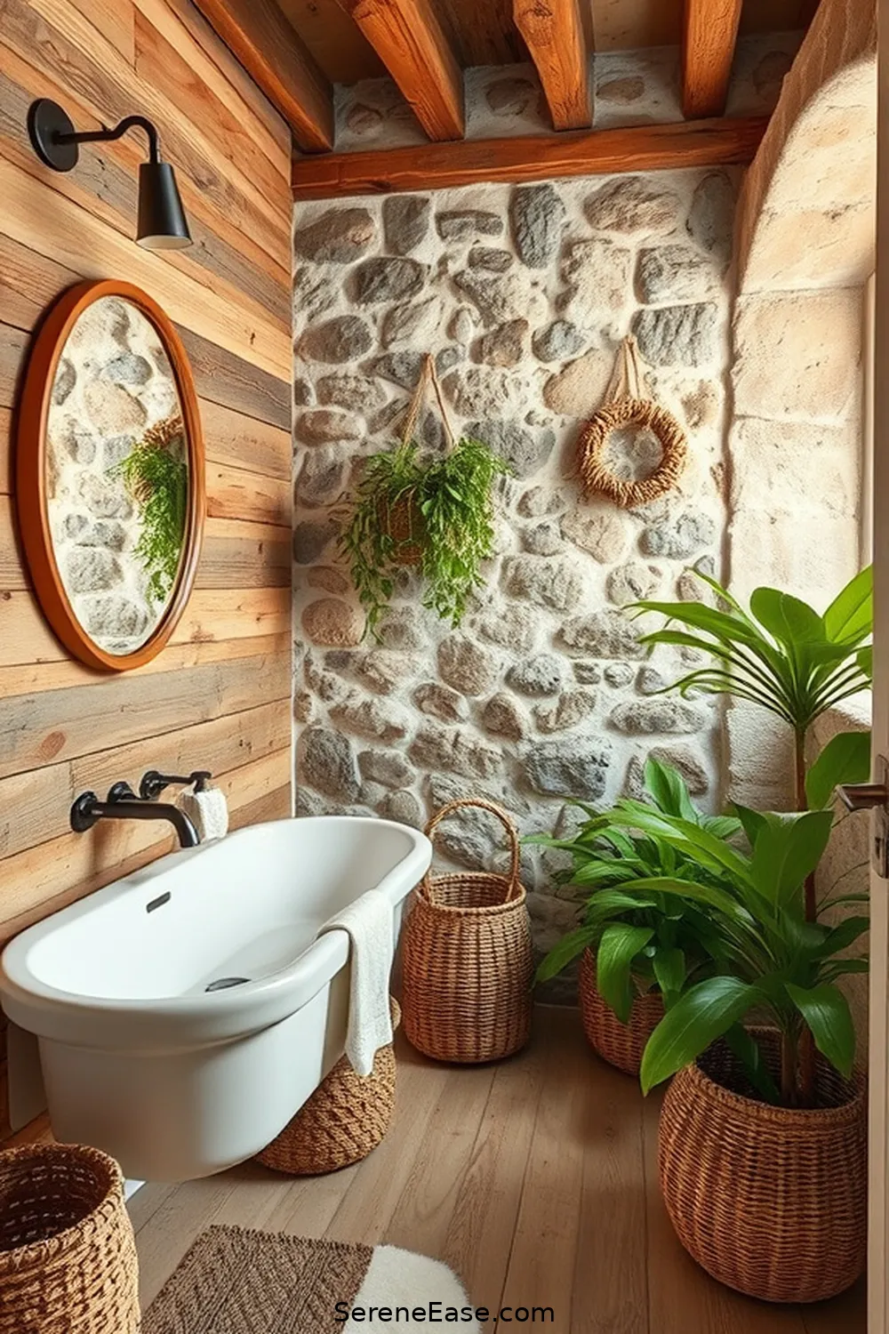 Achieve a Bold and Bright Rustic Bathroom Style 5 Add Rustic Textures for Achieve a Bold and Bright Rustic Bathroom Style