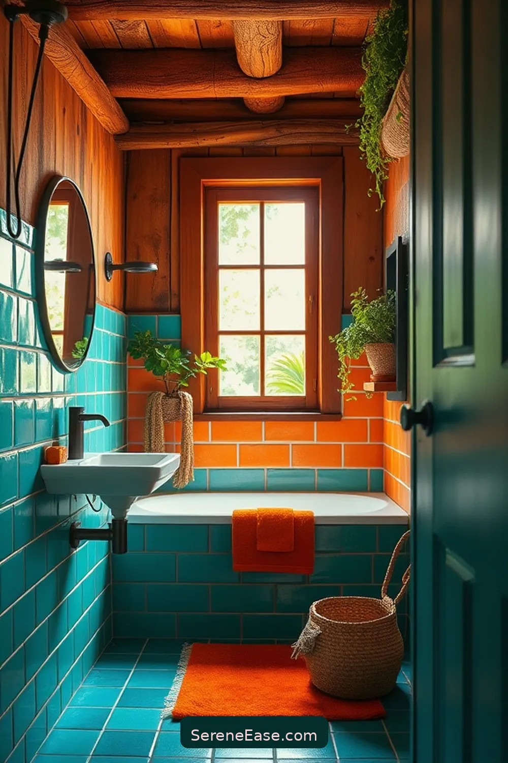 Achieve a Bold and Bright Rustic Bathroom Style 3 Choose a Vibrant Color Palette for Achieve a Bold and Bright Rustic Bathroom Style