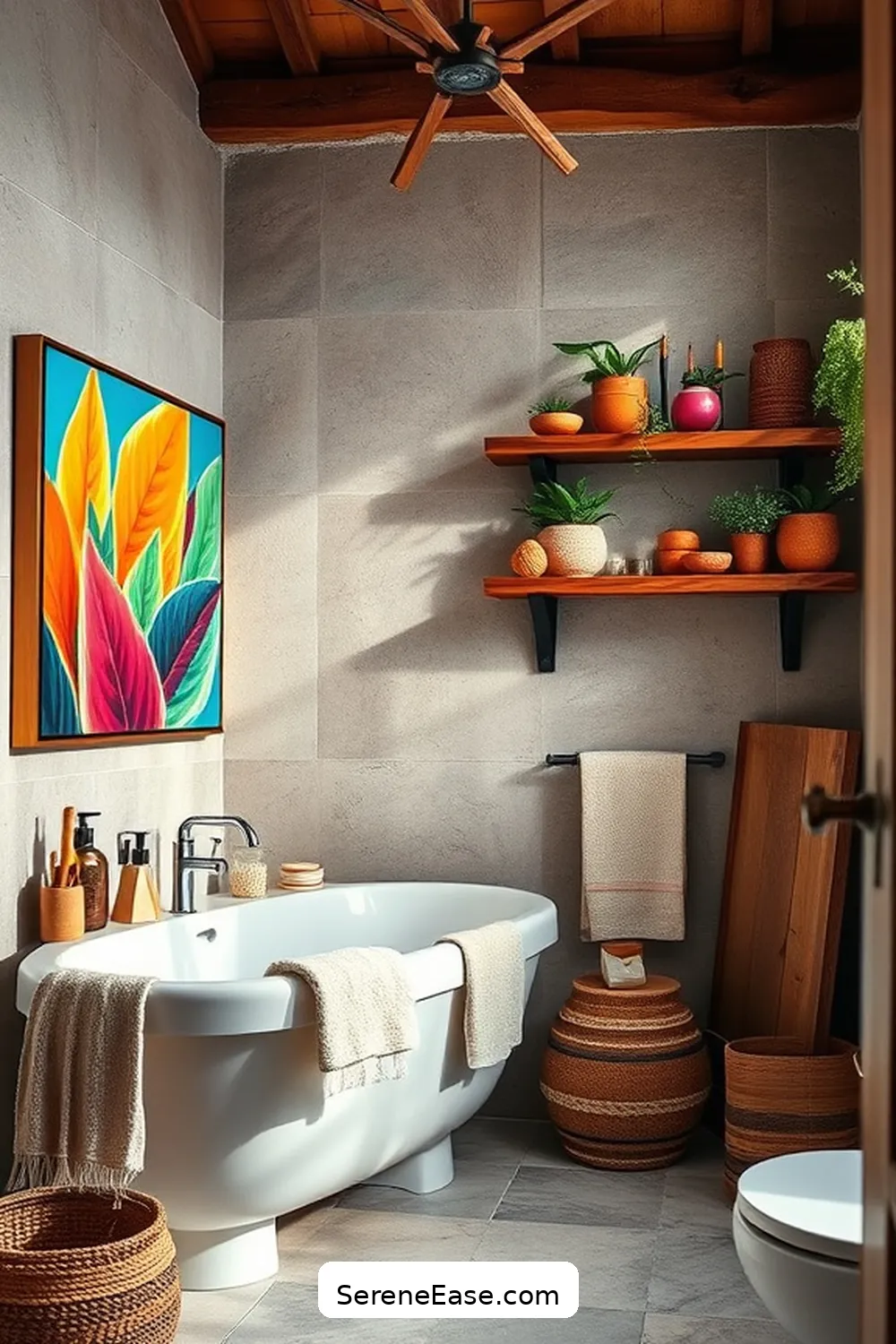 Achieve a Bold and Bright Rustic Bathroom Style 9 Personalize With Artwork and Accessories for Achieve a Bold and Bright Rustic Bathroom Style