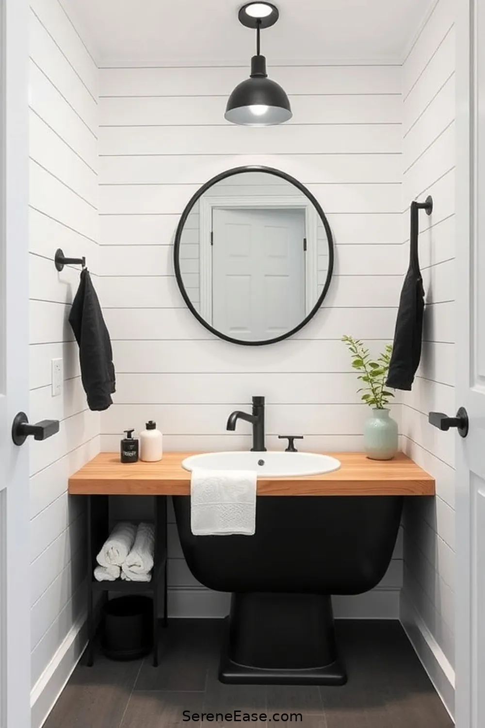 Maintaining a Cohesive Look for Achieve a Monochromatic Bathroom in Modern Farmhouse Style