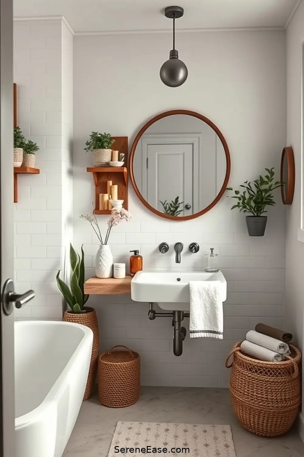 Personalizing With Decor for Achieve a Monochromatic Bathroom in Modern Farmhouse Style
