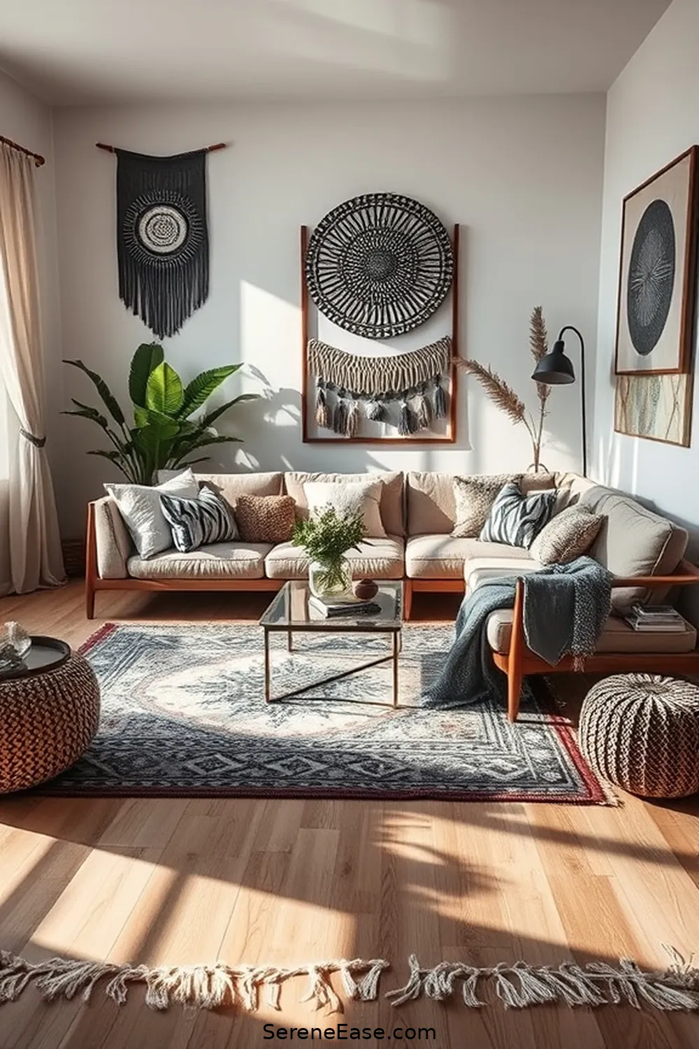 Achieve a Monochromatic Bohemian Style in Your Living Room 4 Incorporating Patterns Mindfully for Achieve a Monochromatic Bohemian Style in Your Living Room