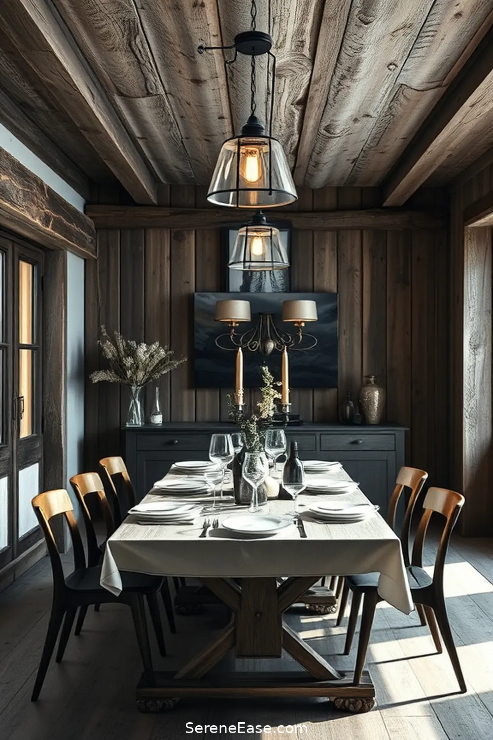 Achieve a Monochromatic Dining Room With Rustic Style 6 Utilizing Lighting to Enhance Ambiance for Achieve a Monochromatic Dining Room With Rustic Style