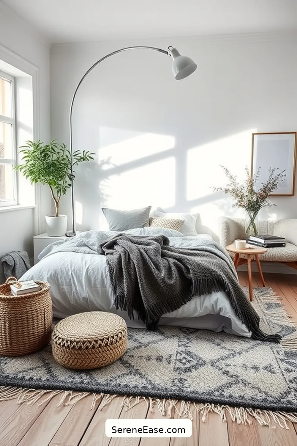 Add Personal Touches for Achieve a Monochromatic Scandinavian Bedroom in 19 Ways