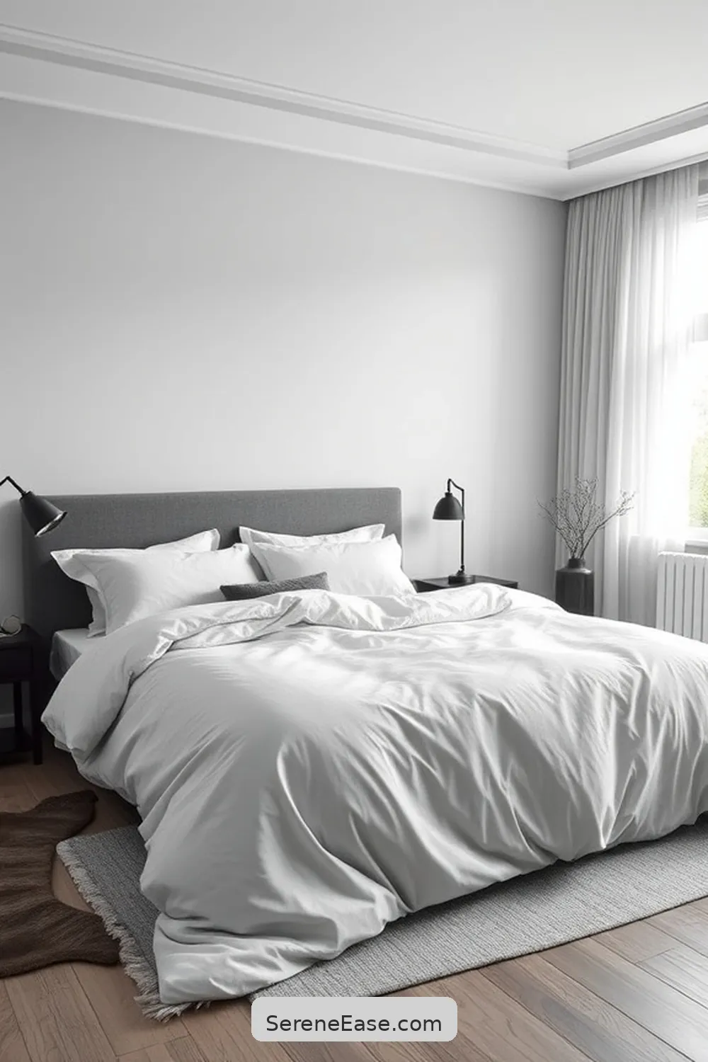 Create a Focal Point With Bedding for Achieve a Monochromatic Scandinavian Bedroom in 19 Ways
