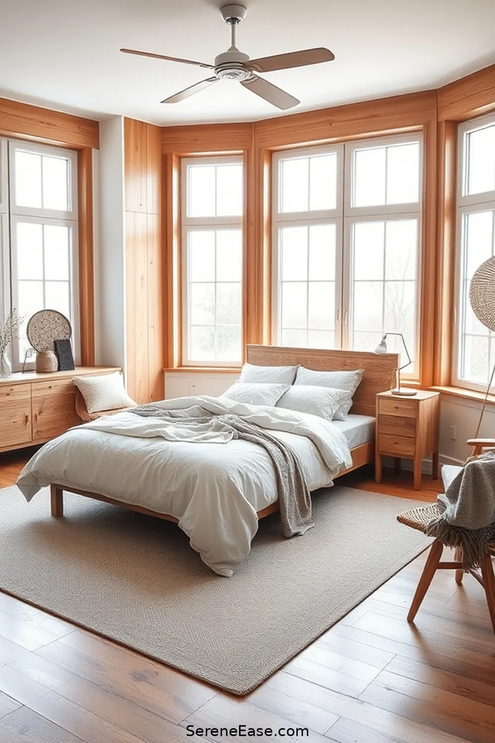Incorporate Wooden Elements for Achieve a Monochromatic Scandinavian Bedroom in 19 Ways
