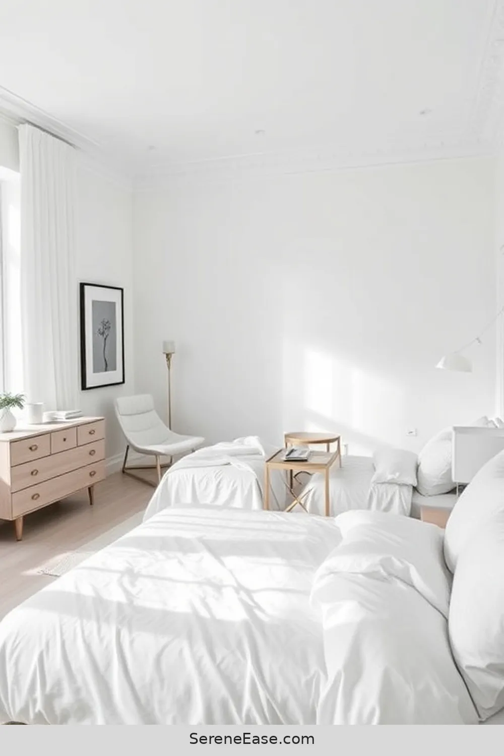 Maintain Clean Lines for Achieve a Monochromatic Scandinavian Bedroom in 19 Ways