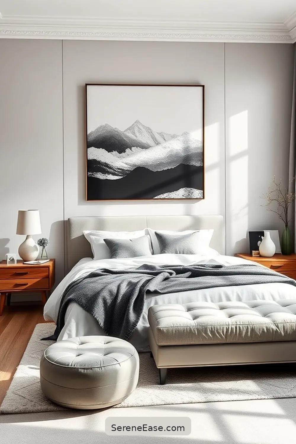 Select Statement Artwork for Achieve a Monochromatic Scandinavian Bedroom in 19 Ways
