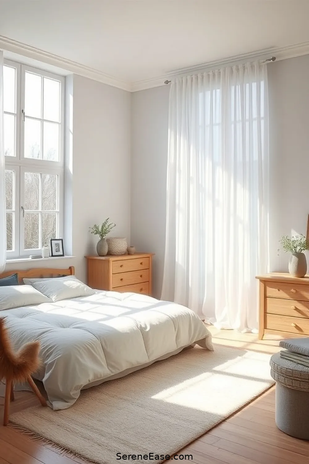 Utilize Natural Light Effectively for Achieve a Monochromatic Scandinavian Bedroom in 19 Ways
