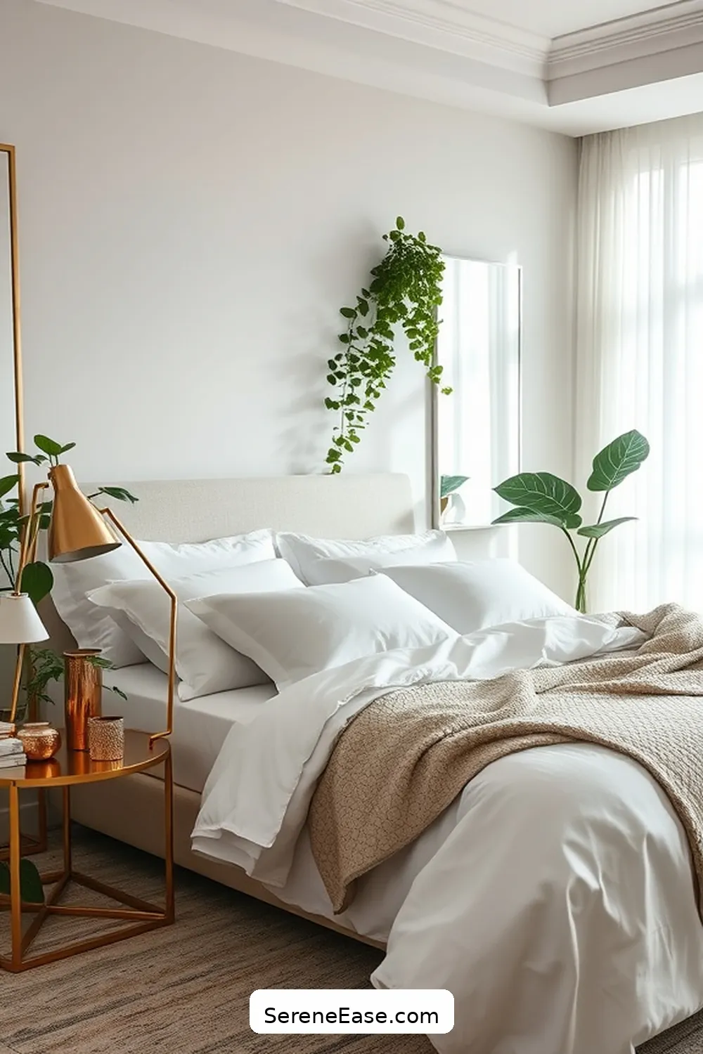 Achieving Minimalist Style With Metallic Accents in Your Bedroom 7 Balancing Metallics With Natural Elements for Achieving Minimalist Style With Metallic Accents in Your Bedroom